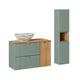 Ensemble meuble simple vasque 90cm et colonne Jade Vert et Bois