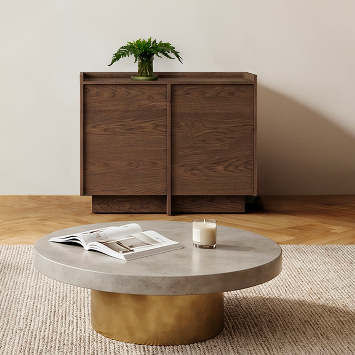 Buffet 2 portes Japandi Bois foncé - vue 2