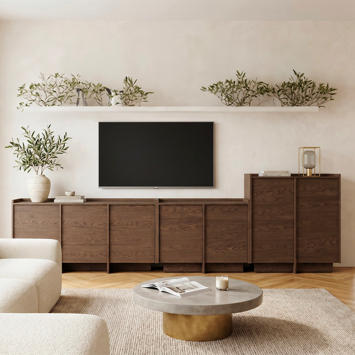 Buffet 2 portes Japandi Bois foncé - vue 3