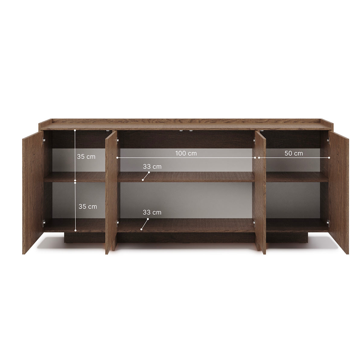 Buffet 4 portes Japandi Bois foncé - vue 5