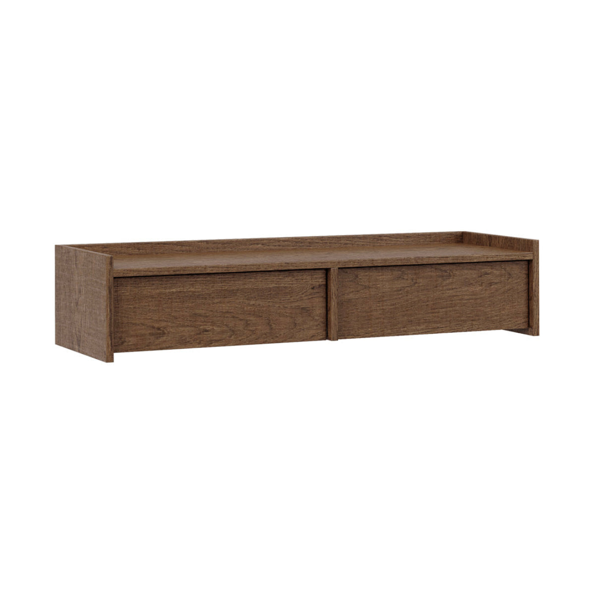 Console coiffeuse murale 2 tiroirs Japandi Bois foncé