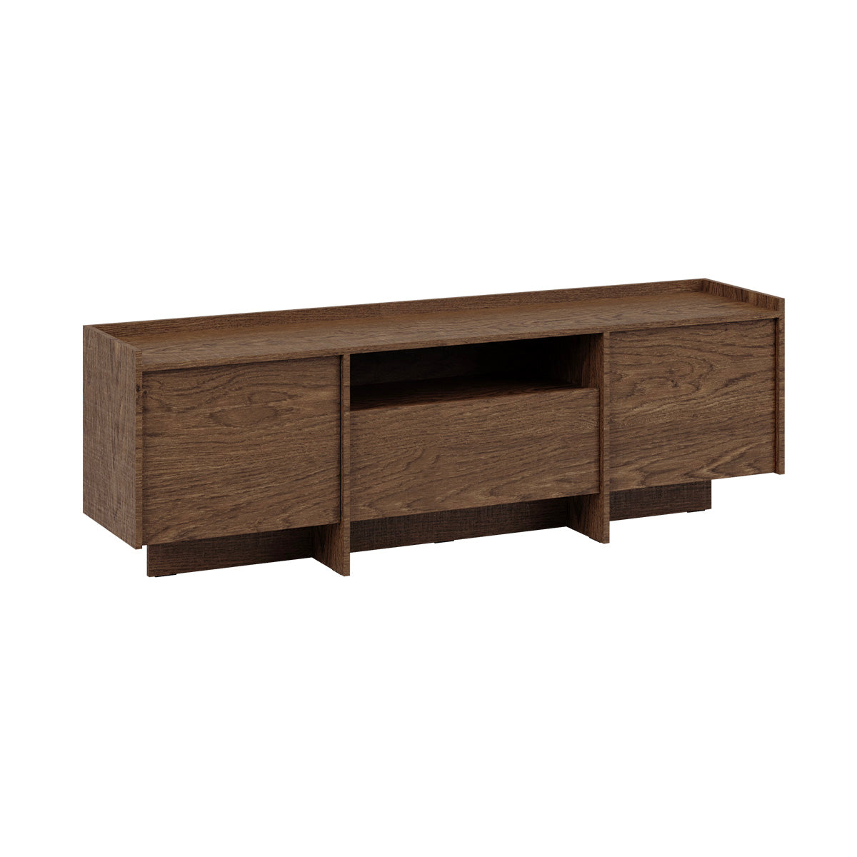 Meuble TV 2 portes 175 cm Japandi Bois foncé