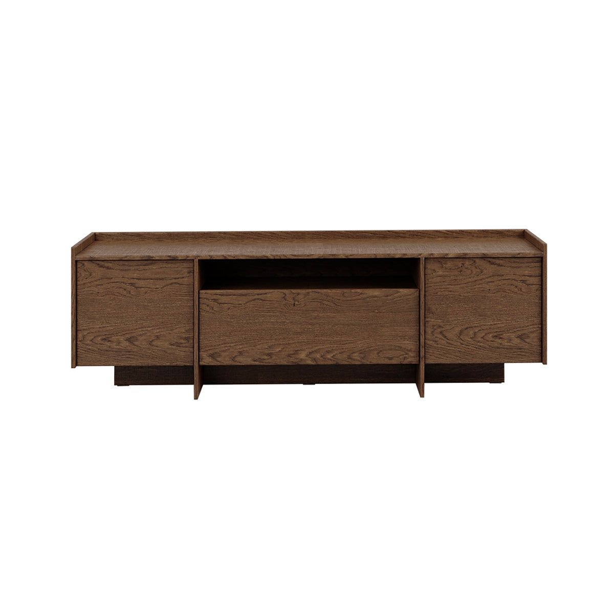 Meuble TV 2 portes 175 cm Japandi Bois foncé - vue 3