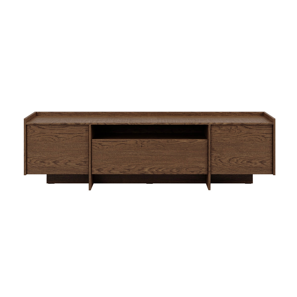 Meuble TV 2 portes 200 cm Japandi Bois foncé - vue 3