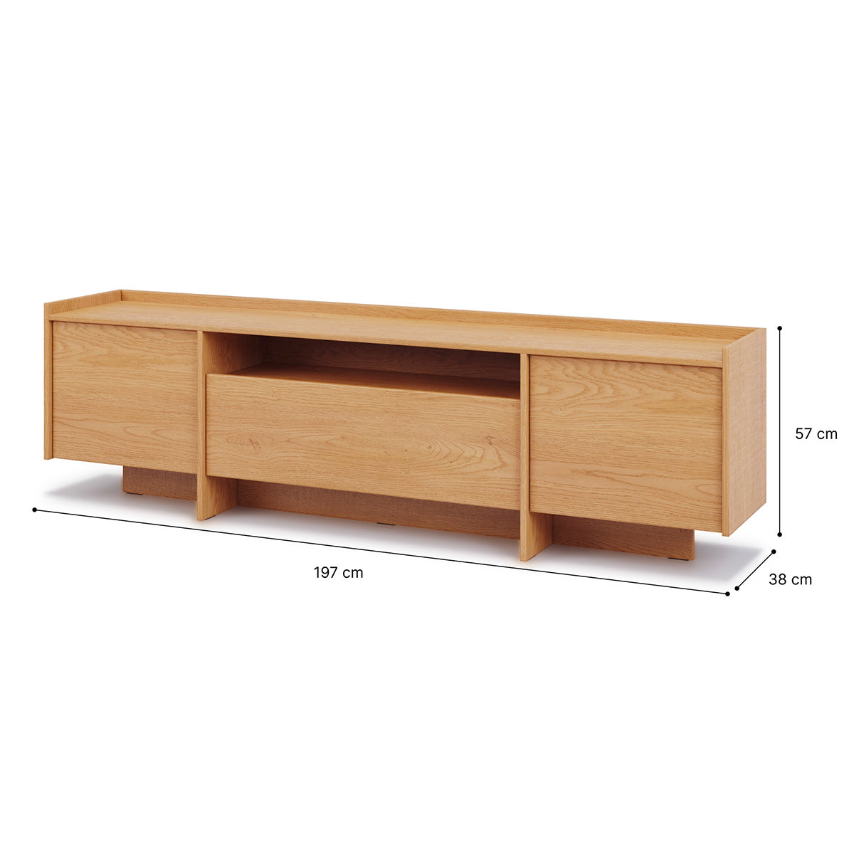 Meuble TV 3 portes 200 cm Japandi Bois - vue 5