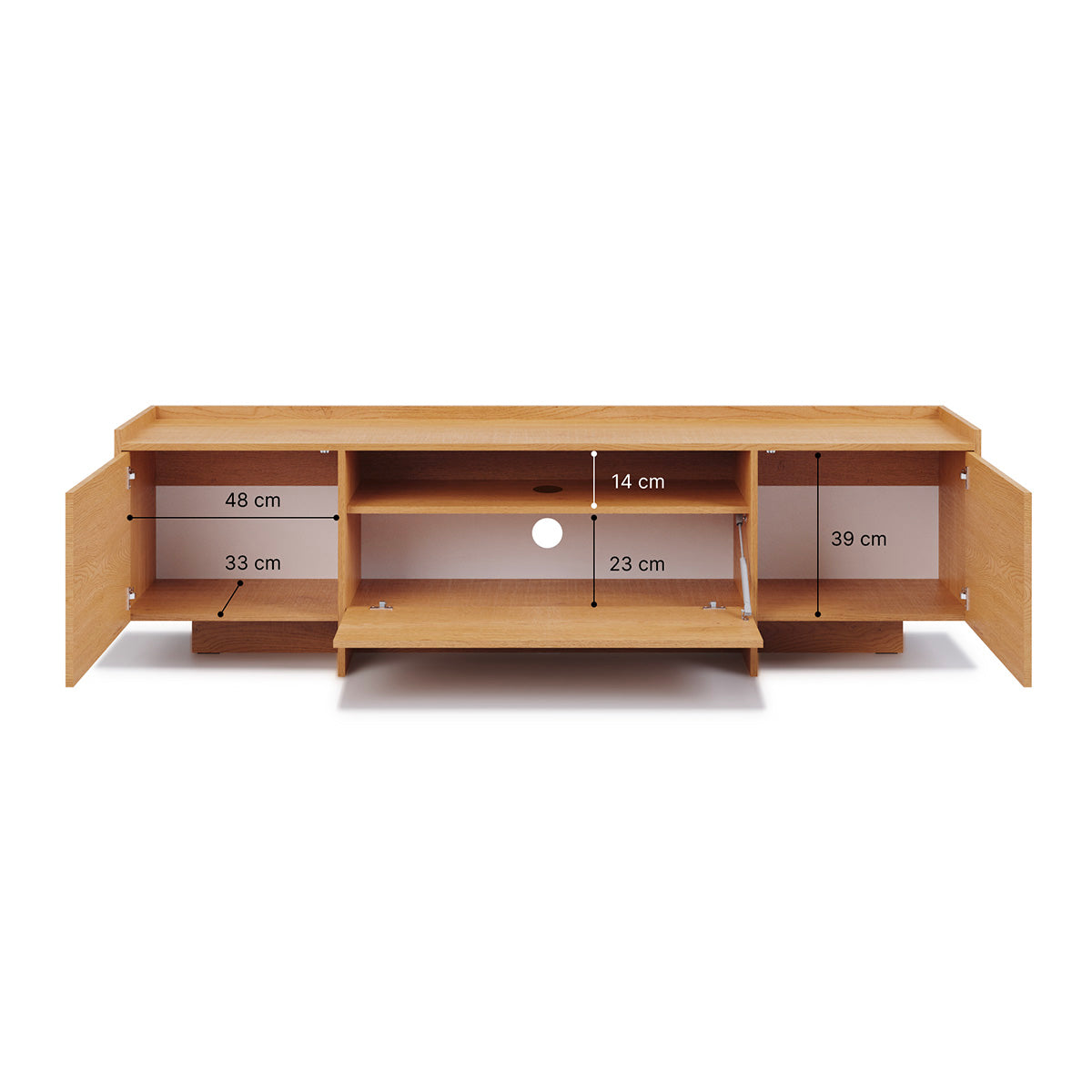 Meuble TV 3 portes 200 cm Japandi Bois - vue 6
