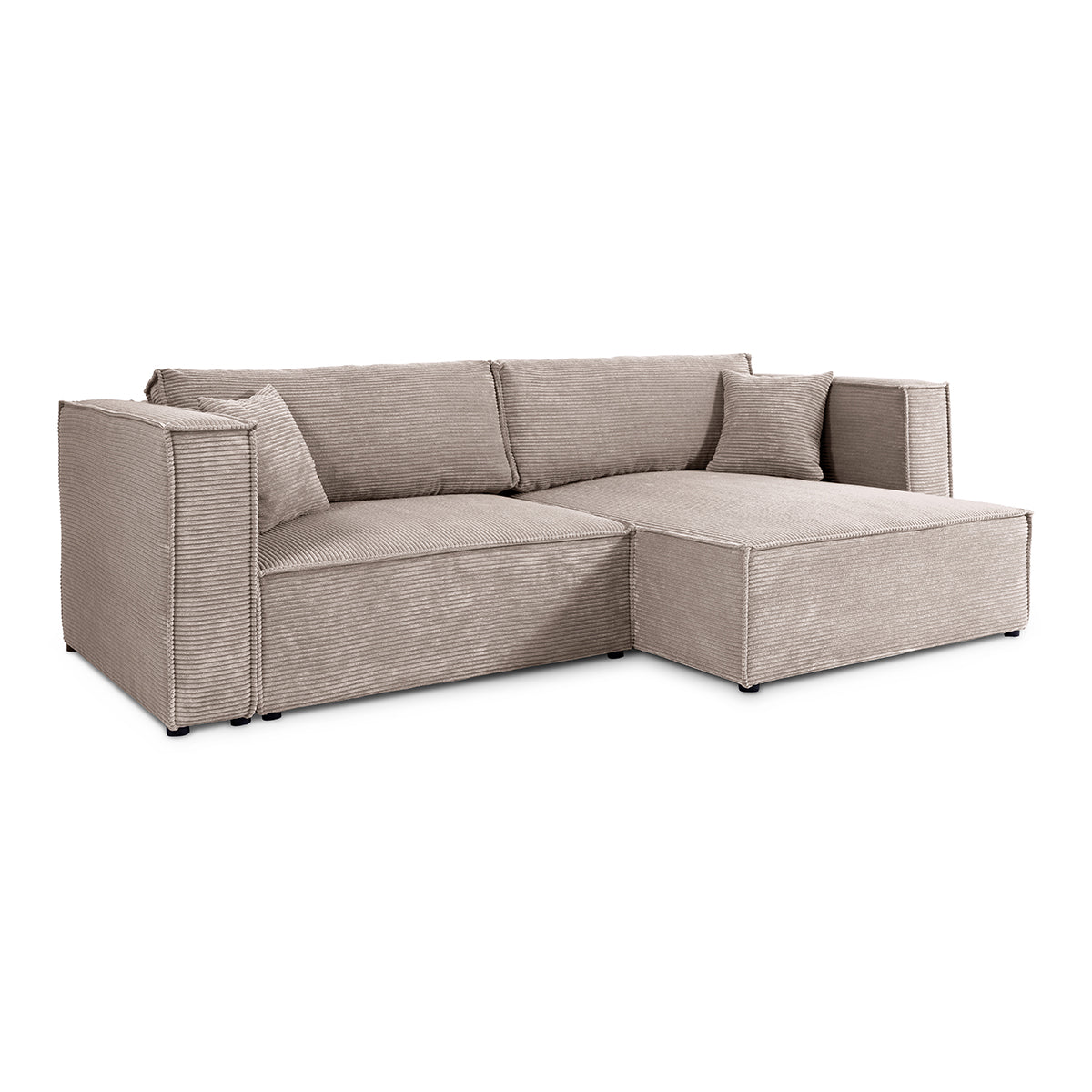 Canapé d'angle réversible convertible 3 places Jimmy velours côtelé Taupe