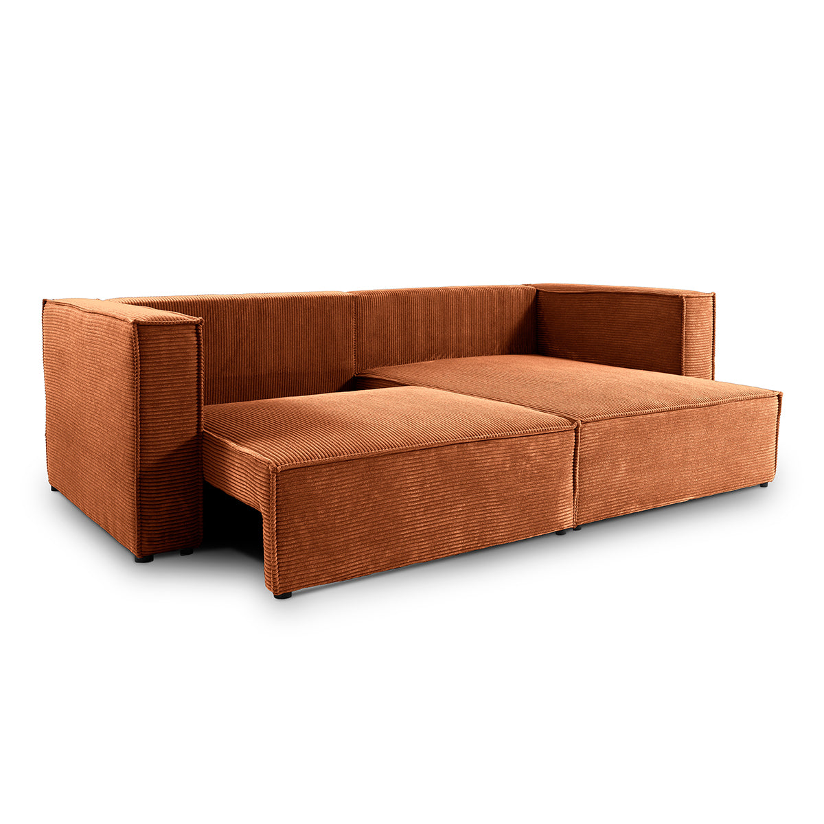 Canapé d'angle réversible convertible 3 places Jimmy velours côtelé Terracotta - vue 4