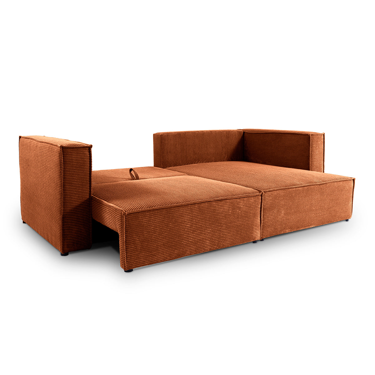 Canapé d'angle réversible convertible 3 places Jimmy velours côtelé Terracotta - vue 5