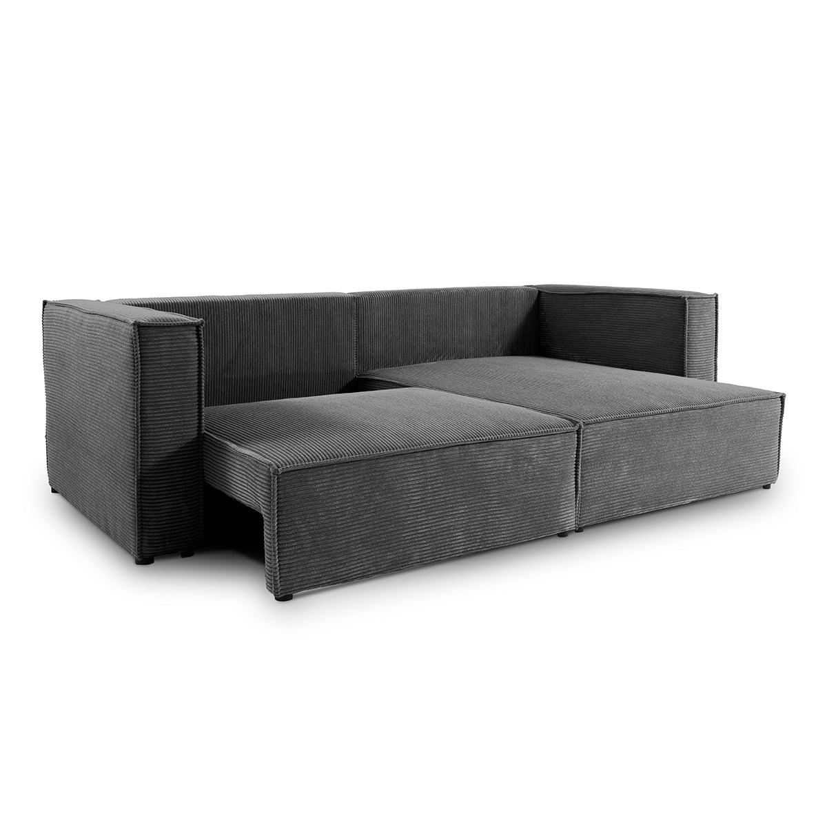Canapé d'angle réversible convertible 3 places Jimmy velours côtelé Gris - vue 4