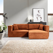 Canapé d'angle réversible convertible 3 places Jimmy velours côtelé Terracotta