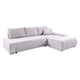 Canapé d'angle convertible droit 4 places coffre Jonas velours côtelé Blanc Cassé
