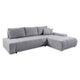Canapé d'angle convertible droit 4 places coffre Jonas velours côtelé Gris Clair