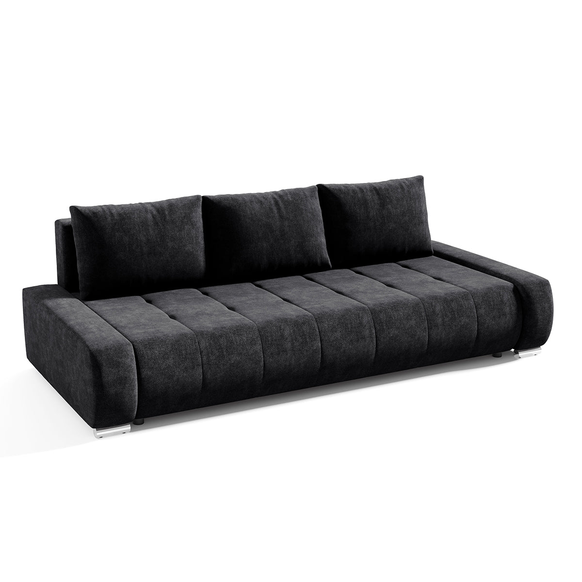 Canapé convertible 3 places avec coffre Jonas Gris anthracite