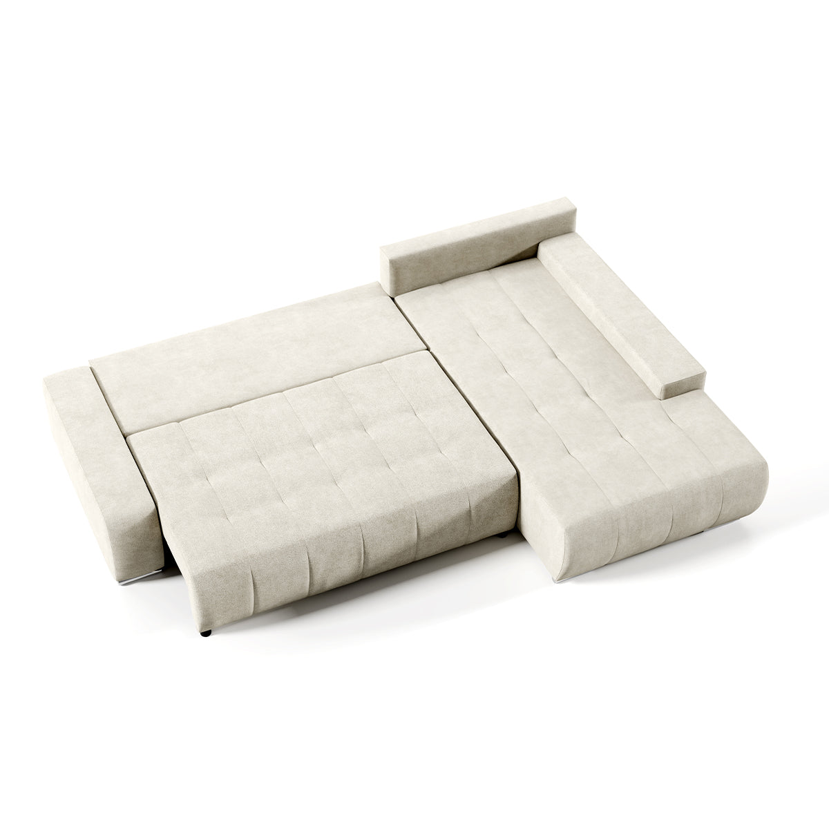 Canapé d'angle convertible droit 4 places avec coffre Jonas Crème - vue 3
