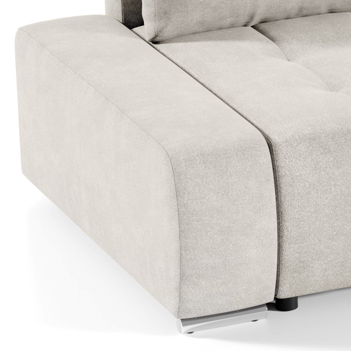Canapé d'angle convertible droit 4 places avec coffre Jonas Crème - vue 4