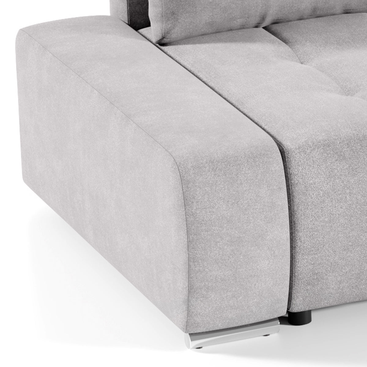 Canapé d'angle convertible droit 4 places avec coffre Jonas Gris clair - vue 2