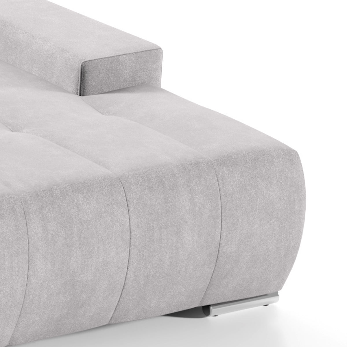 Canapé d'angle convertible droit 4 places avec coffre Jonas Gris clair - vue 4