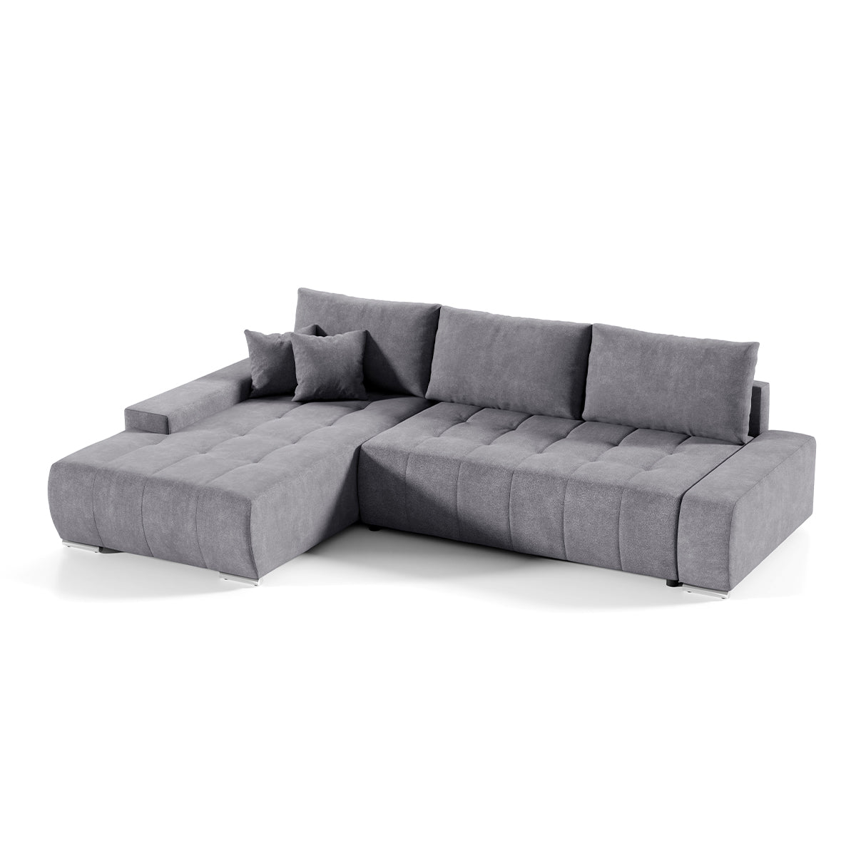 Canapé d'angle convertible gauche 4 places avec coffre Jonas Gris foncé