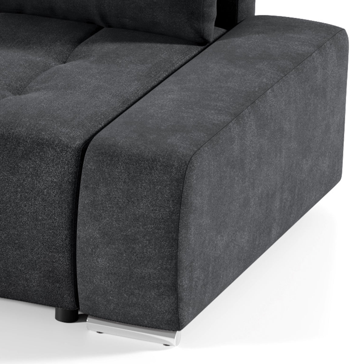 Canapé d'angle convertible gauche 4 places avec coffre Jonas Gris anthracite - vue 2