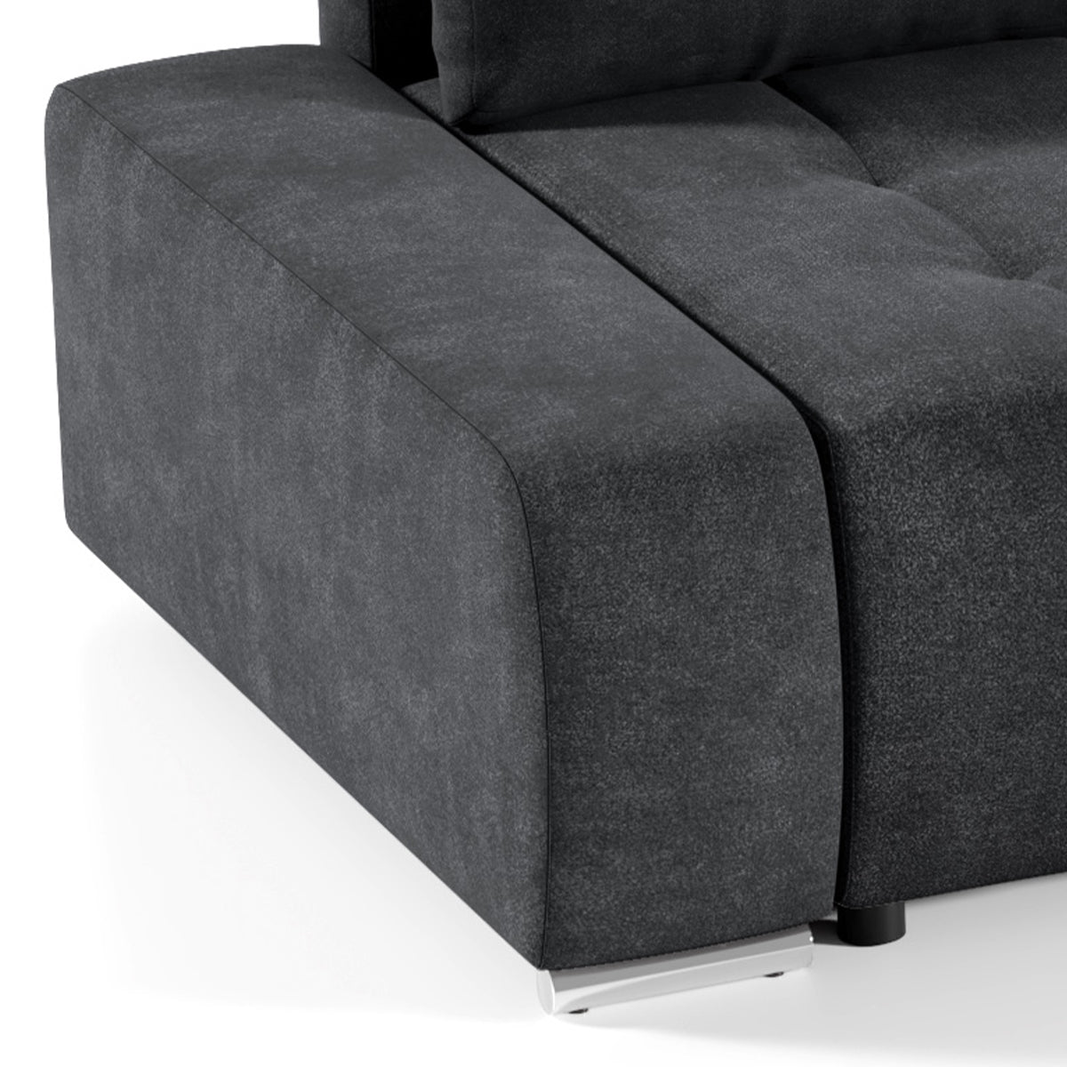 Canapé d'angle convertible droit 4 places avec coffre Jonas Gris anthracite - vue 2