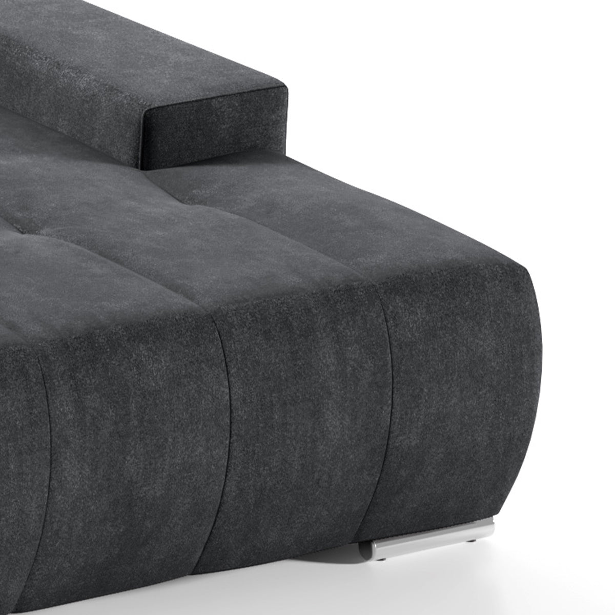Canapé d'angle convertible droit 4 places avec coffre Jonas Gris anthracite - vue 4