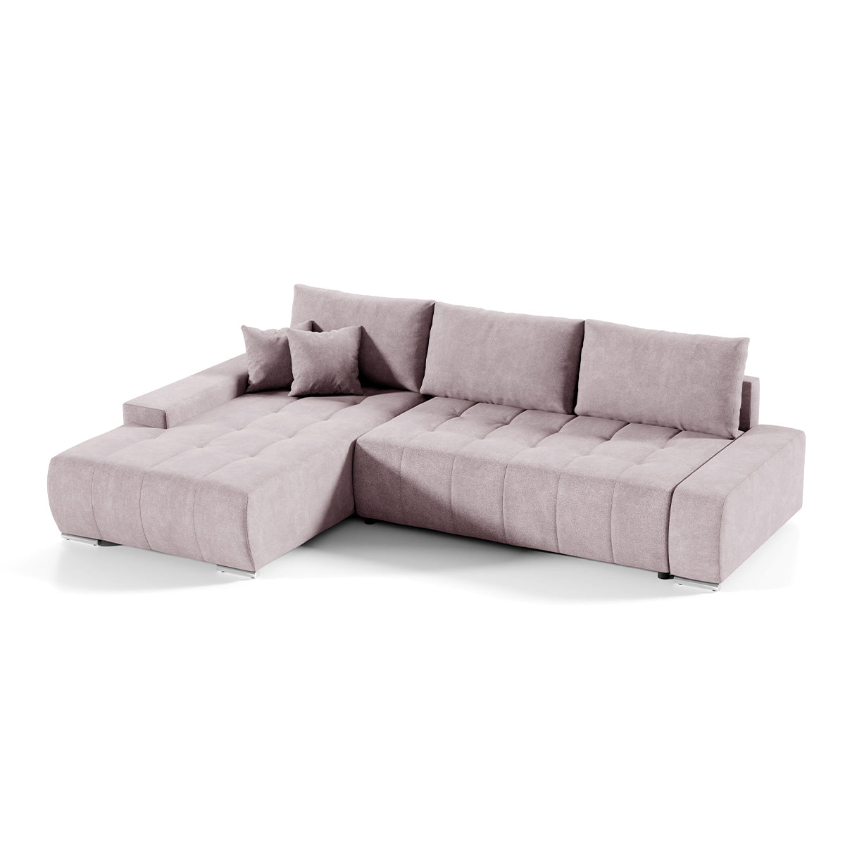 Canapé d'angle convertible gauche 4 places avec coffre Jonas Rose