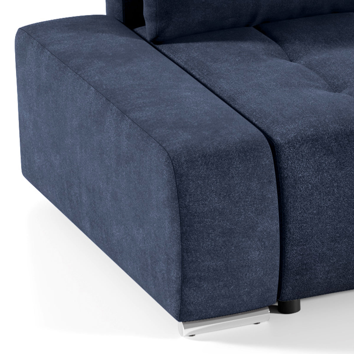 Canapé d'angle convertible droit 4 places avec coffre Jonas Bleu Marine - vue 2