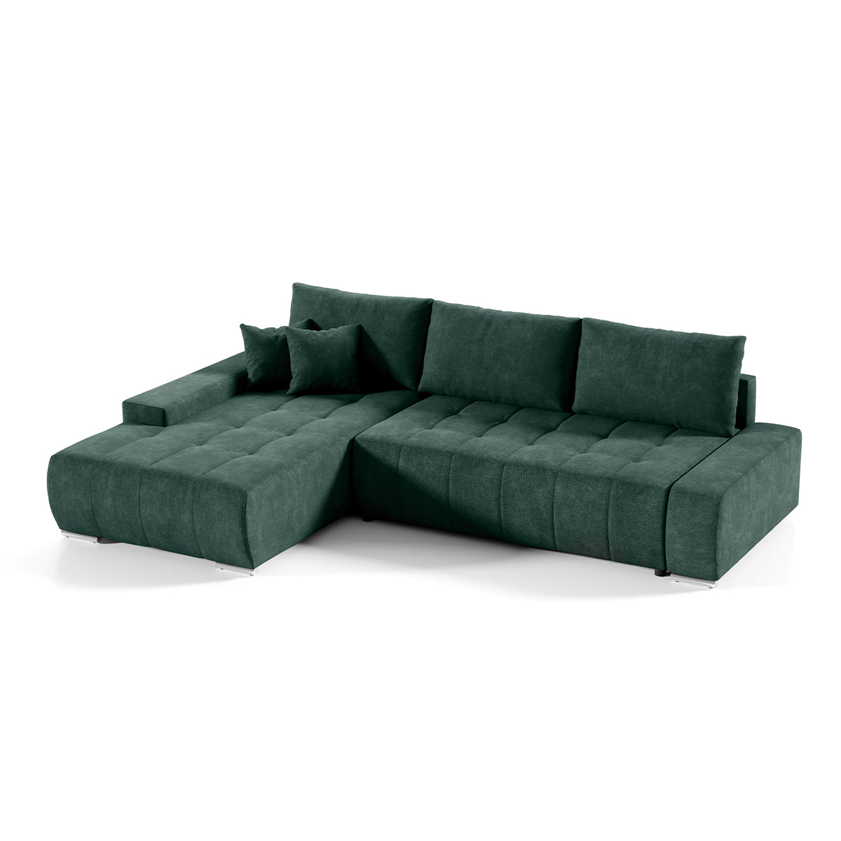 Canapé d'angle convertible gauche 4 places avec coffre Jonas Vert
