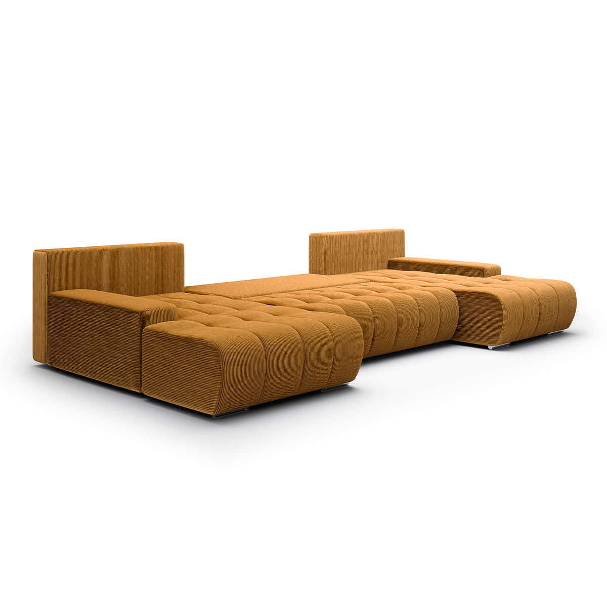 Canapé U 5 places convertible coffre Jonas velours côtelé Jaune - vue 4
