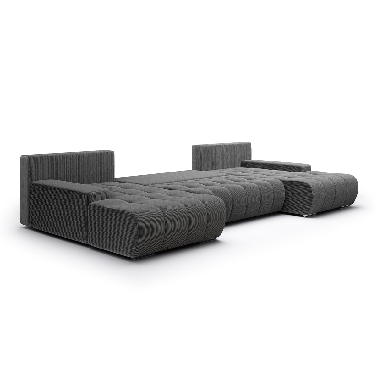 Canapé U 5 places convertible coffre Jonas velours côtelé Gris - vue 4