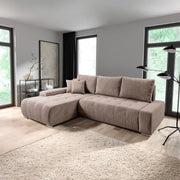 Canapé d'angle convertible gauche 4 places coffre Jonas velours côtelé Taupe