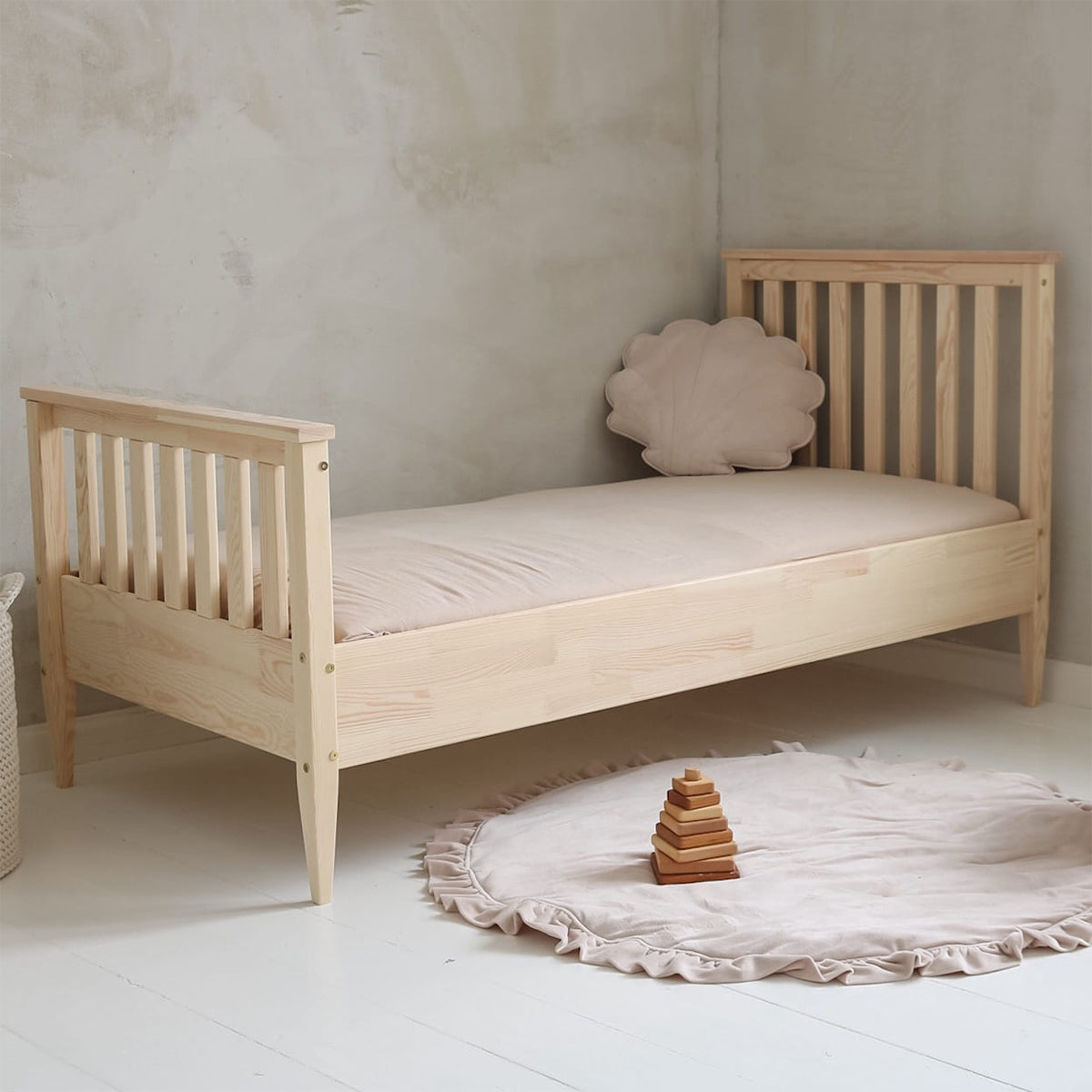 Lit 90x190 sommier inclus pieds 19 cm Joséphine Bois - vue 3