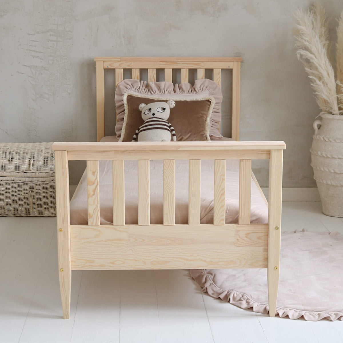 Lit 90x190 sommier inclus pieds 19 cm Joséphine Bois - vue 5