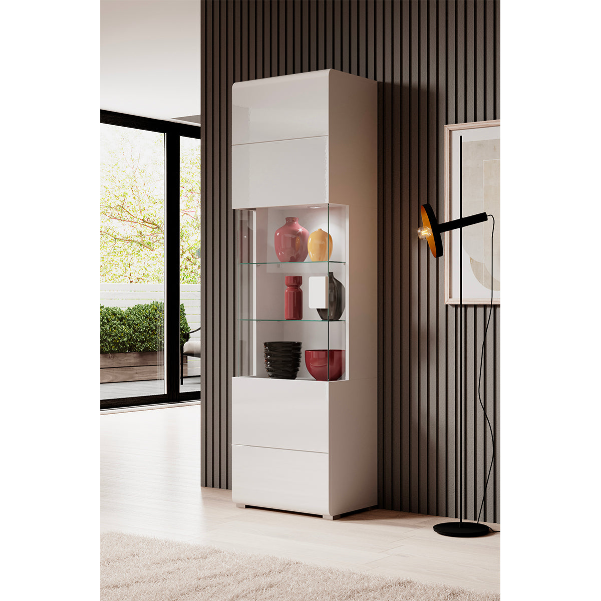 Vitrine 1 porte avec LED Jules Blanc - vue 3