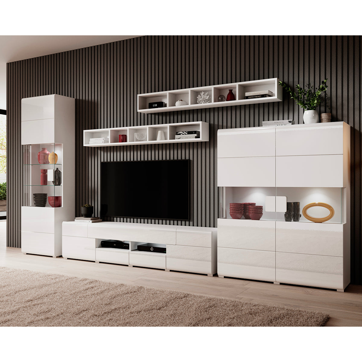 Vitrine 1 porte avec LED Jules Blanc - vue 4