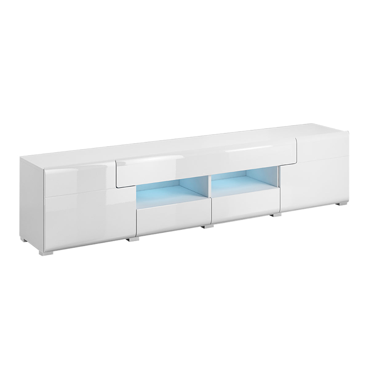 Meuble TV 2 portes 2 tiroirs 208 cm Jules Blanc