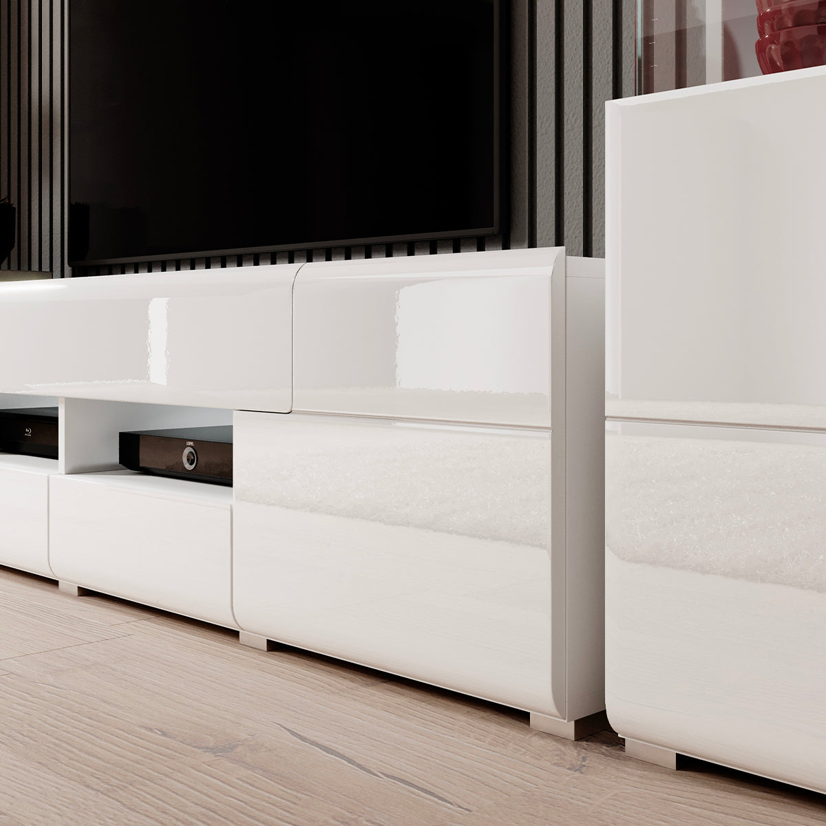 Meuble TV 2 portes 2 tiroirs 208 cm Jules Blanc - vue 4