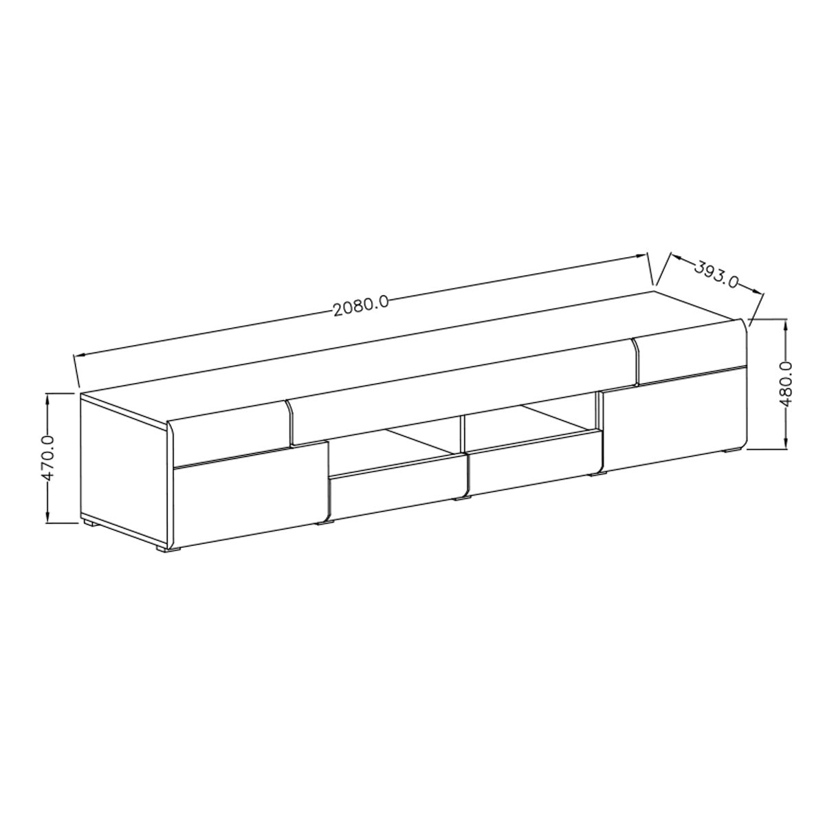 Meuble TV 2 portes 2 tiroirs 208 cm Jules Blanc - vue 7