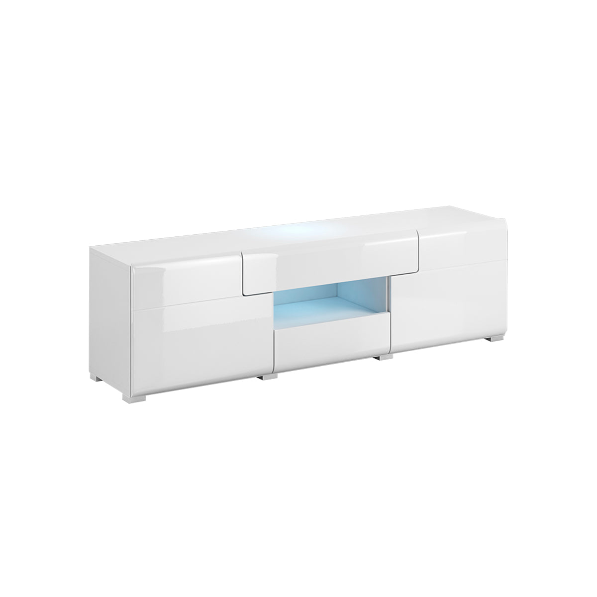 Meuble TV 2 portes 2 tiroirs 159 cm Jules Blanc