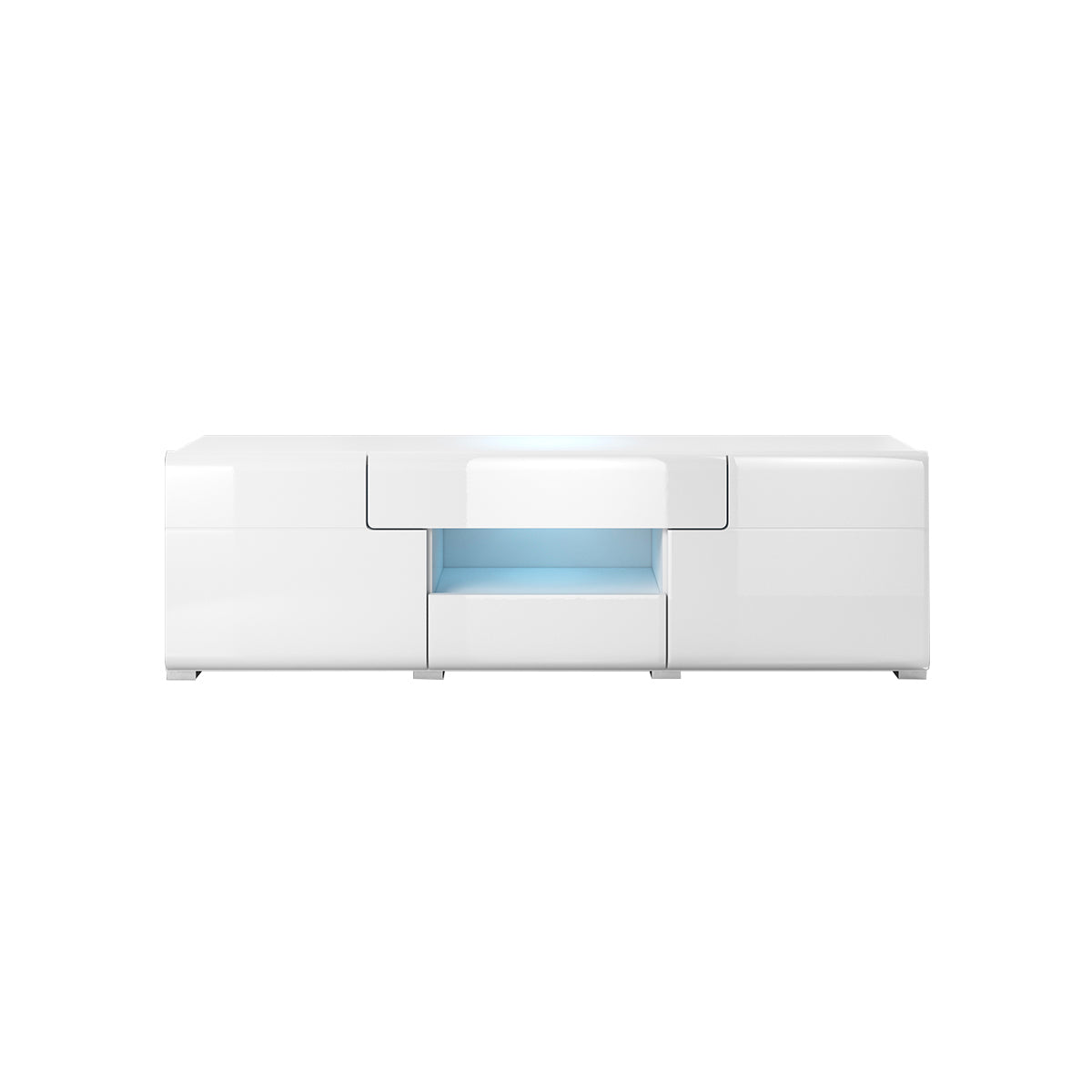 Meuble TV 2 portes 2 tiroirs 159 cm Jules Blanc - vue 2