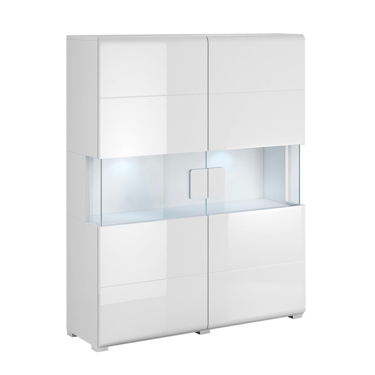 Vaisselier 2 portes avec LED Jules Blanc