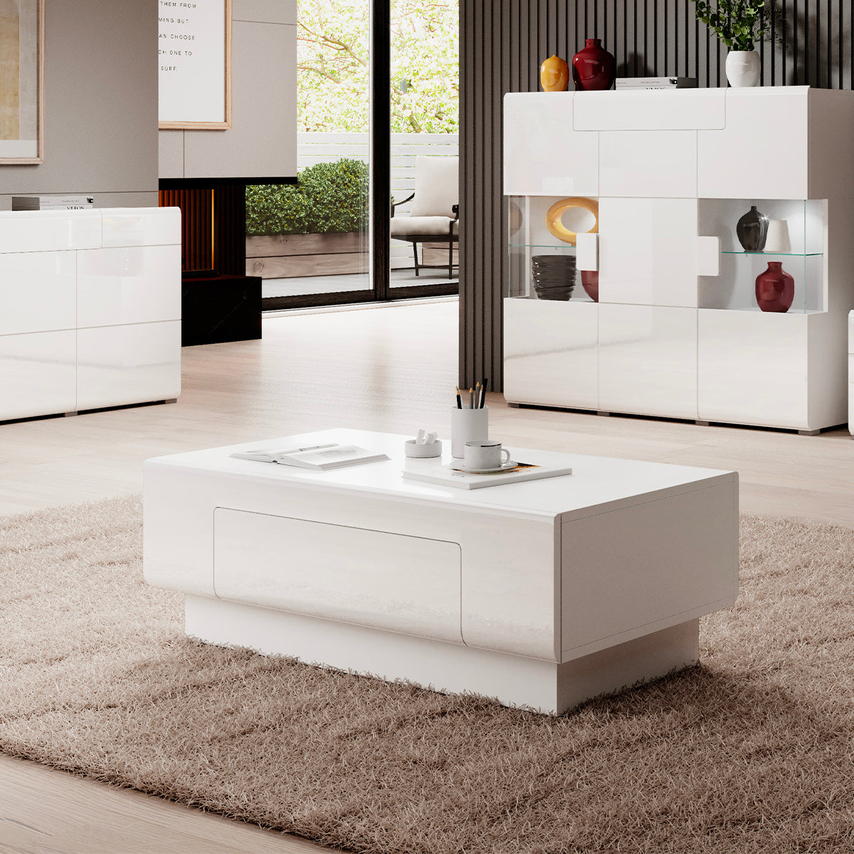 Table basse 1 tiroir Jules Blanc - vue 4