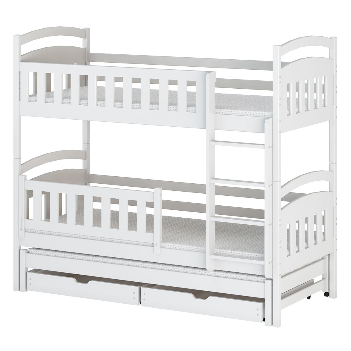 Lit superposé 90x200 sommier lit gigogne et tiroirs inclus Jules Blanc - vue 2