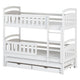 Lit superposé 90x200 sommier lit gigogne et tiroirs inclus Jules Blanc
