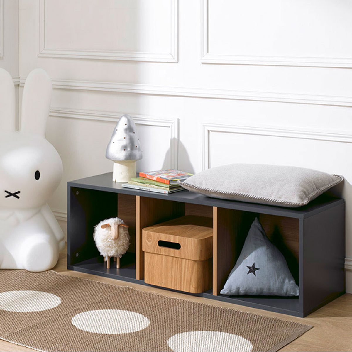 Bibliothèque enfant Junior Provence 3 cases - Gris - vue 2