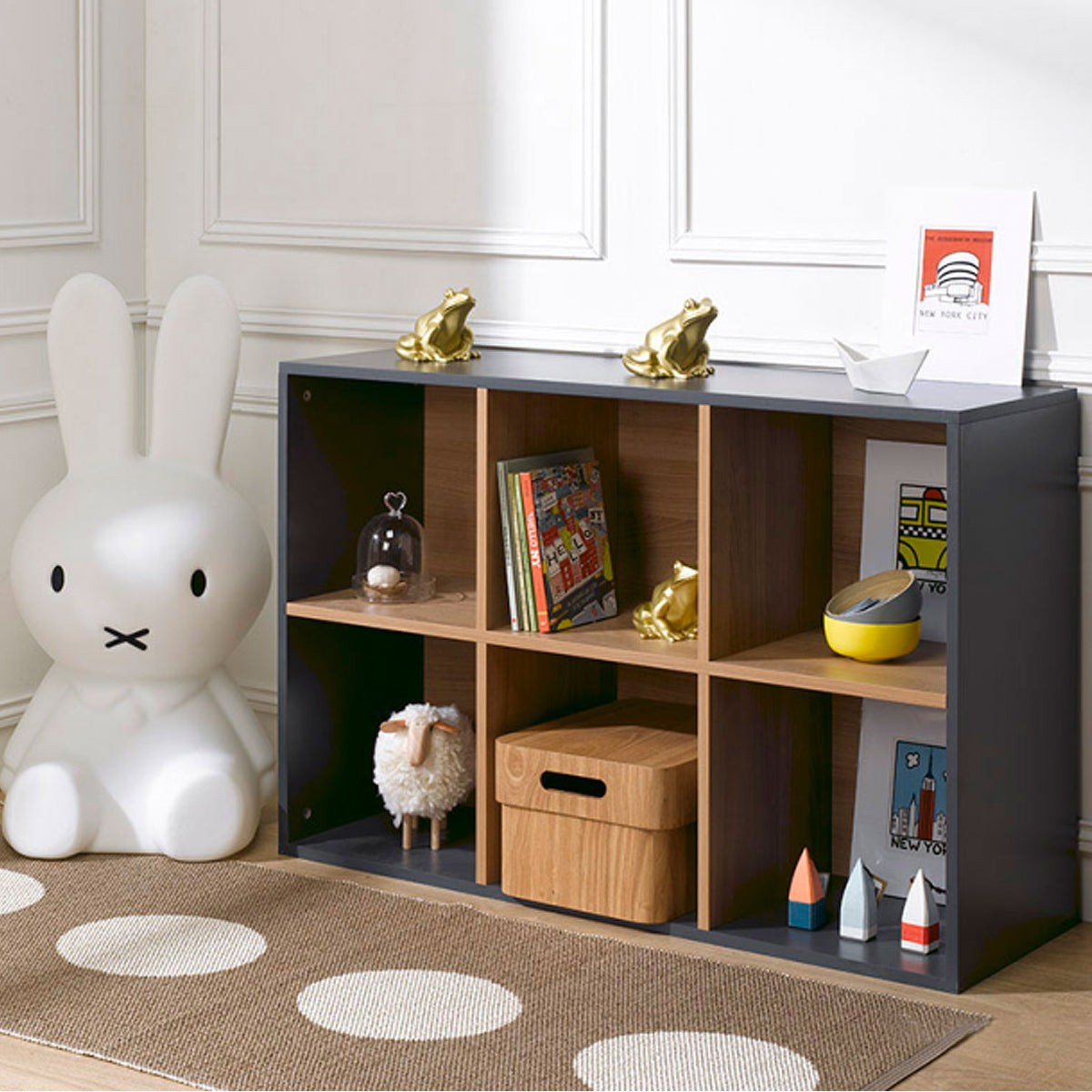 Bibliothèque enfant Junior Provence 6 cases - Gris - vue 2