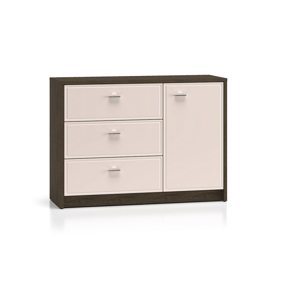 Buffet 1 porte 3 tiroirs Kaius Cachemire et Bois foncé