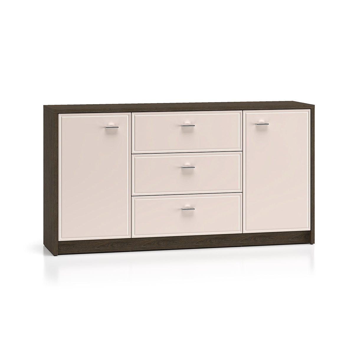 Buffet 2 portes 3 tiroirs Kaius Cachemire et Bois foncé