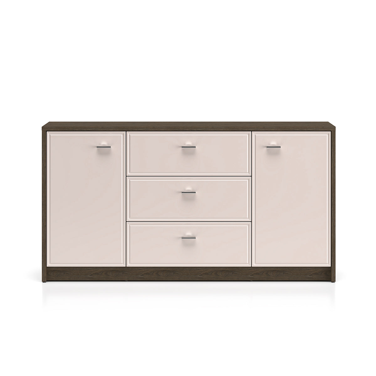 Buffet 2 portes 3 tiroirs Kaius Cachemire et Bois foncé - vue 2